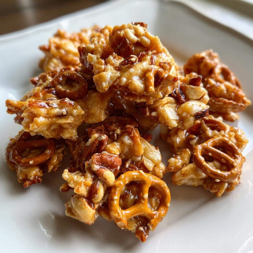 Pumpkin spice snack mix clusters