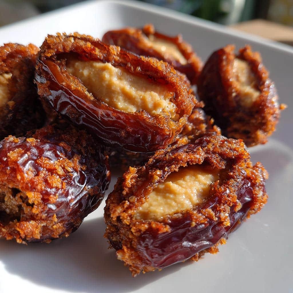 Air fryer almond butter stuffed dates