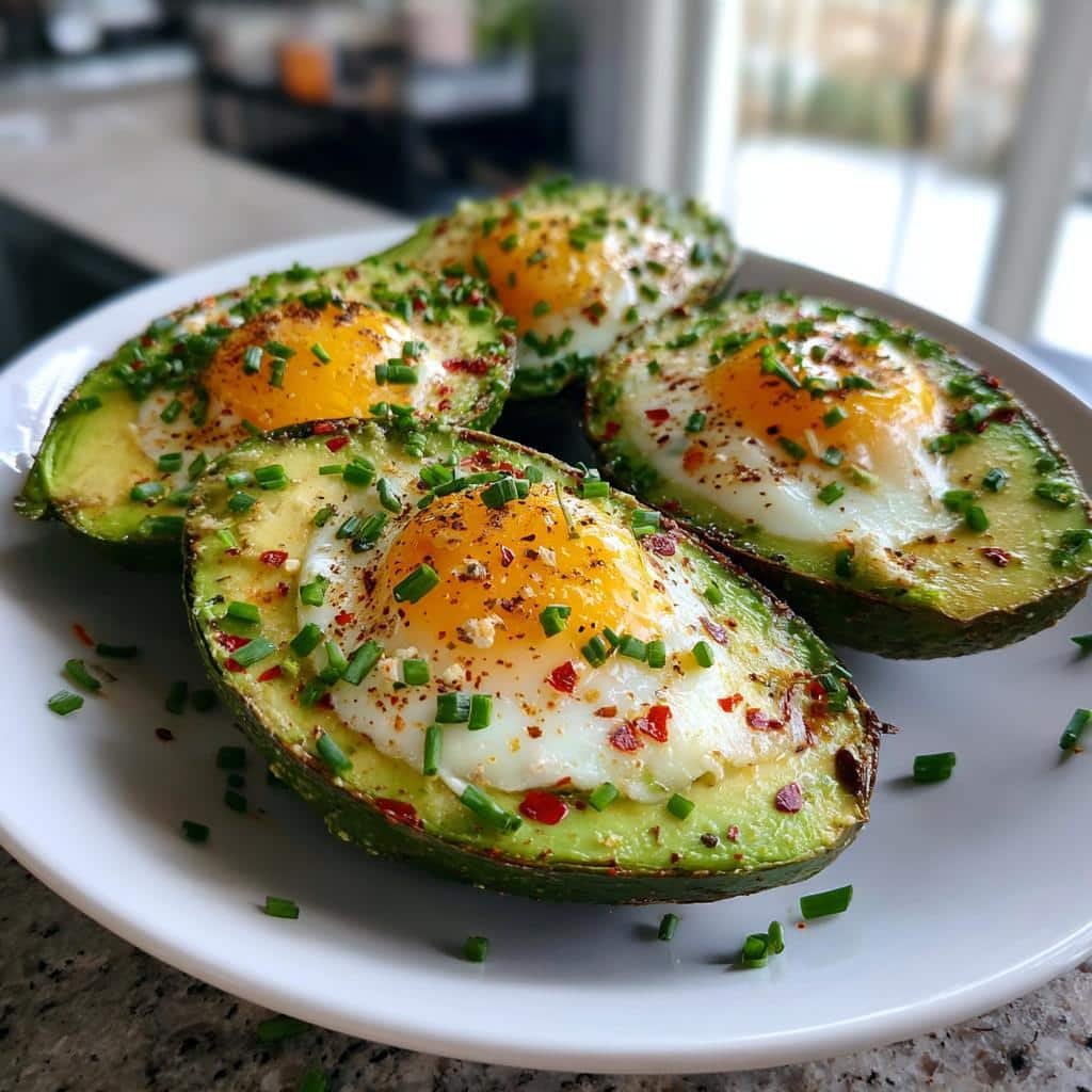 Air fryer avocado egg boats