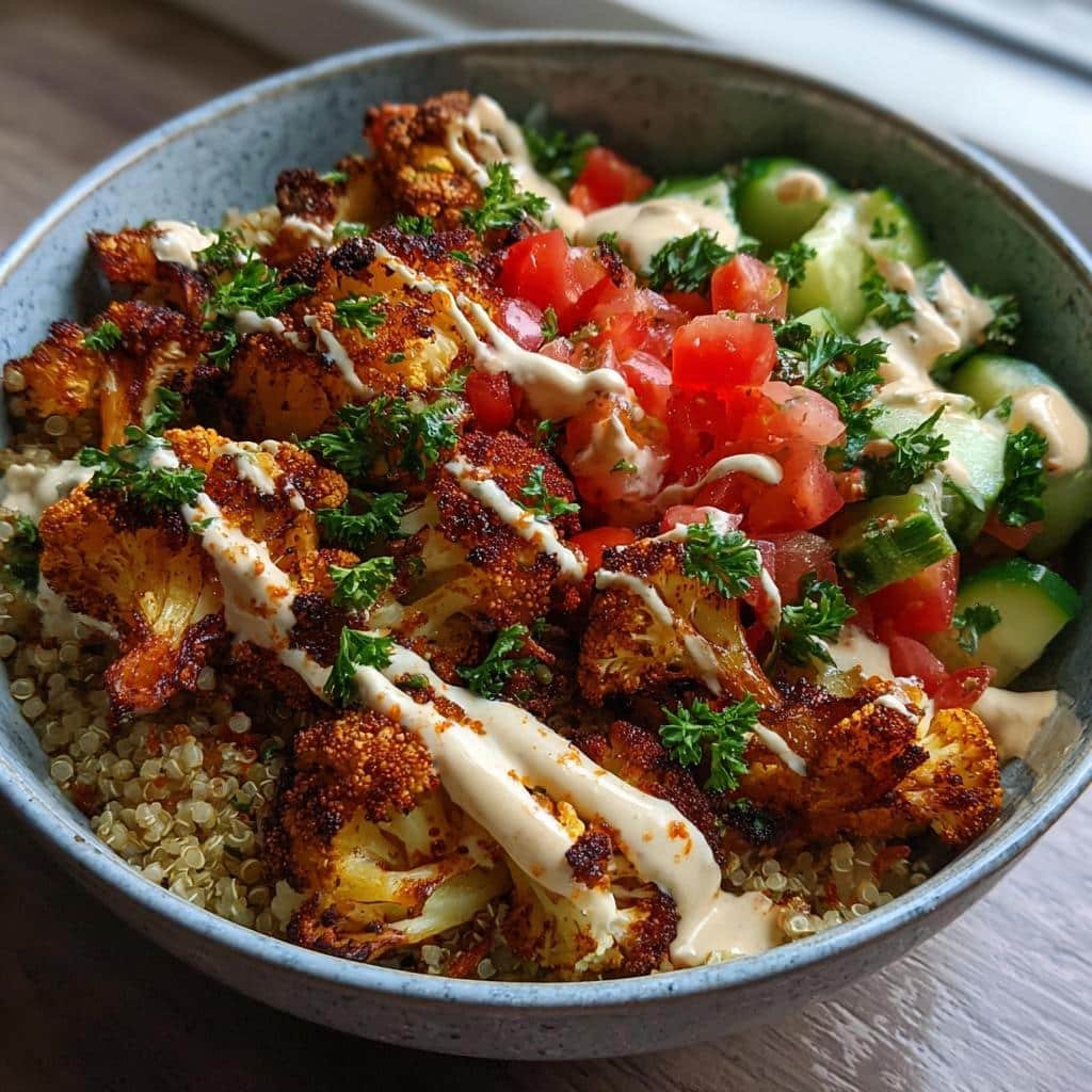 Air fryer cauliflower shawarma bowls - detail 1