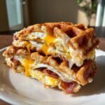 Air fryer cinnamon roll waffle sandwiches