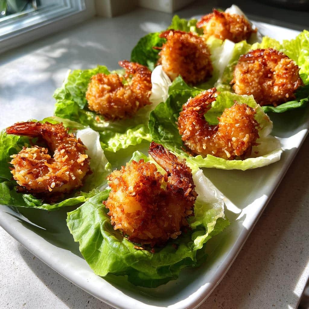 Air fryer coconut shrimp lettuce cups - detail 1