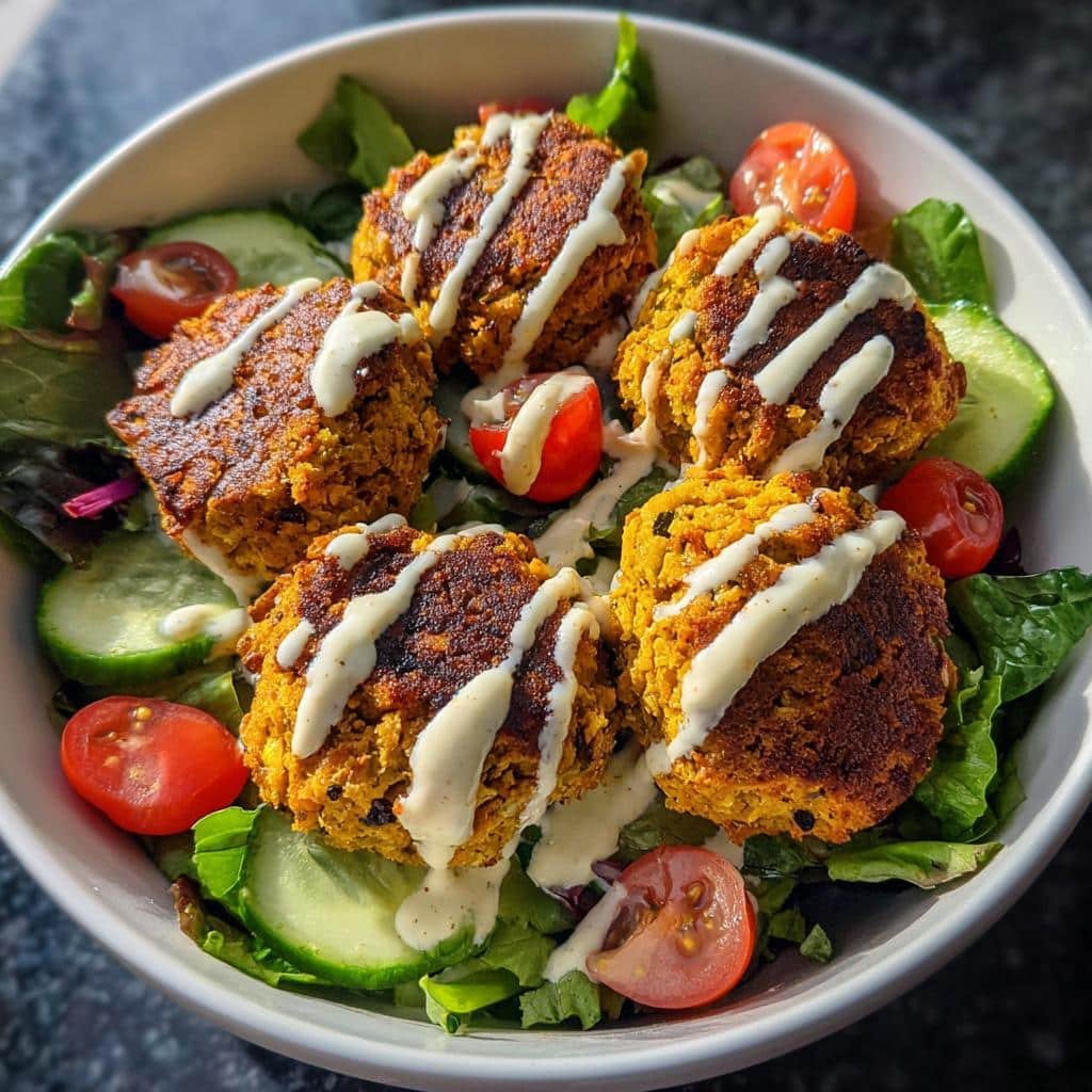 Air fryer falafel salad bowls - detail 1