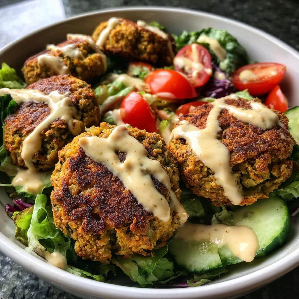 Air fryer falafel salad bowls