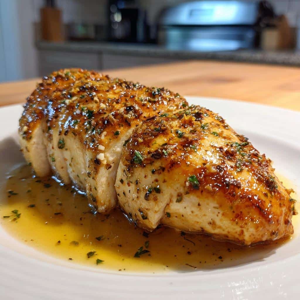 Air fryer garlic butter chicken breast - detail 1