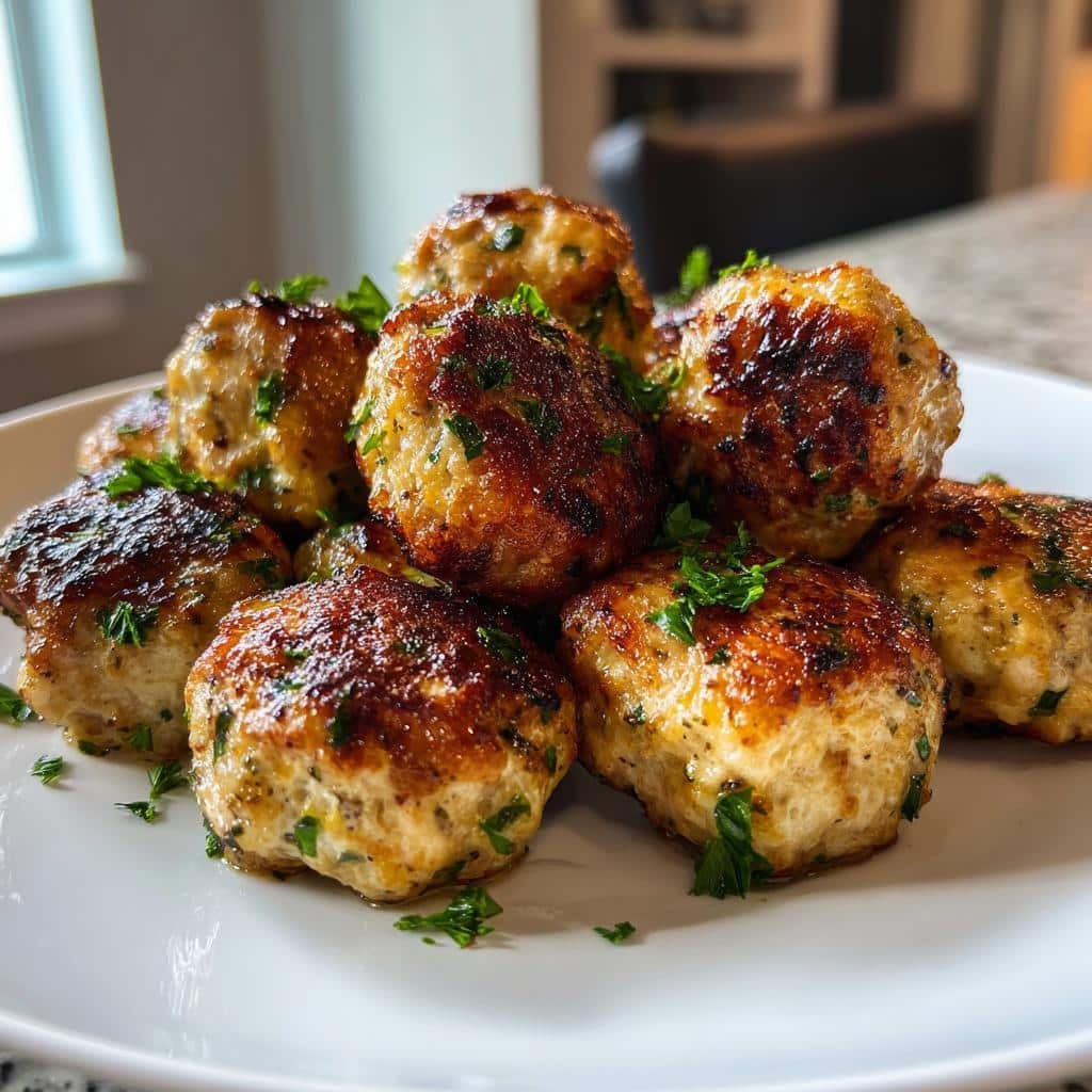 Air fryer garlic herb turkey meatballs - detail 1