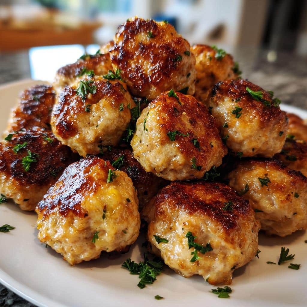 Air fryer garlic herb turkey meatballs