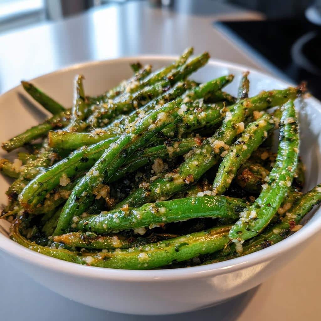 Air fryer garlic parmesan green beans - detail 1