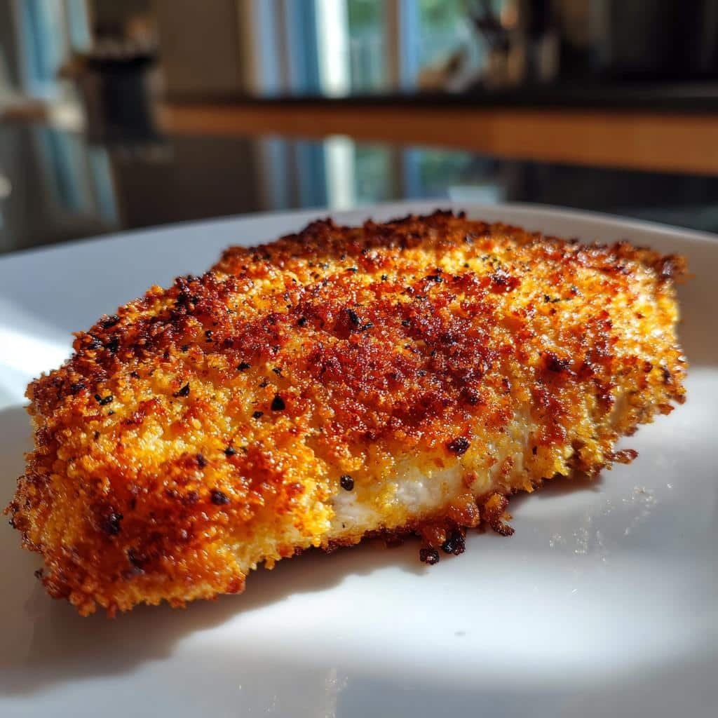 Air fryer parmesan crusted chicken breast - detail 1