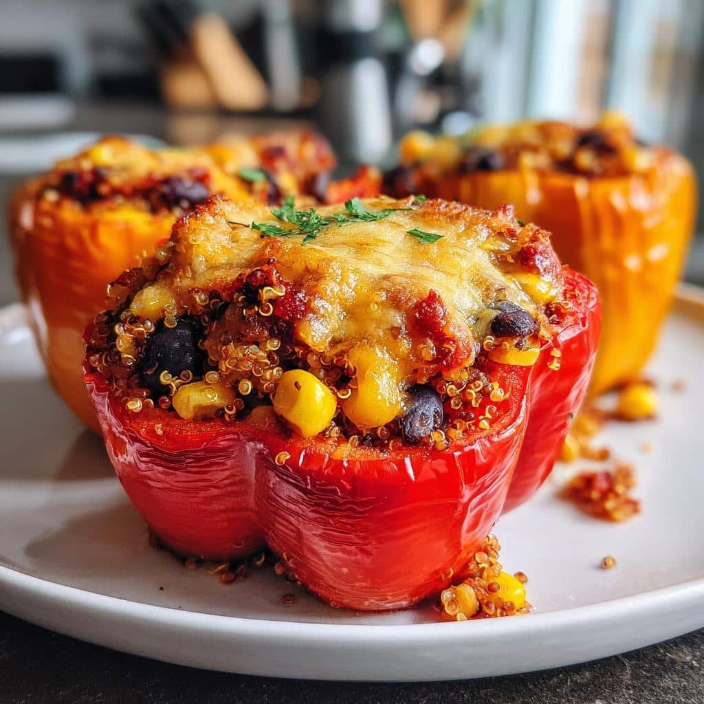 Air fryer quinoa stuffed peppers