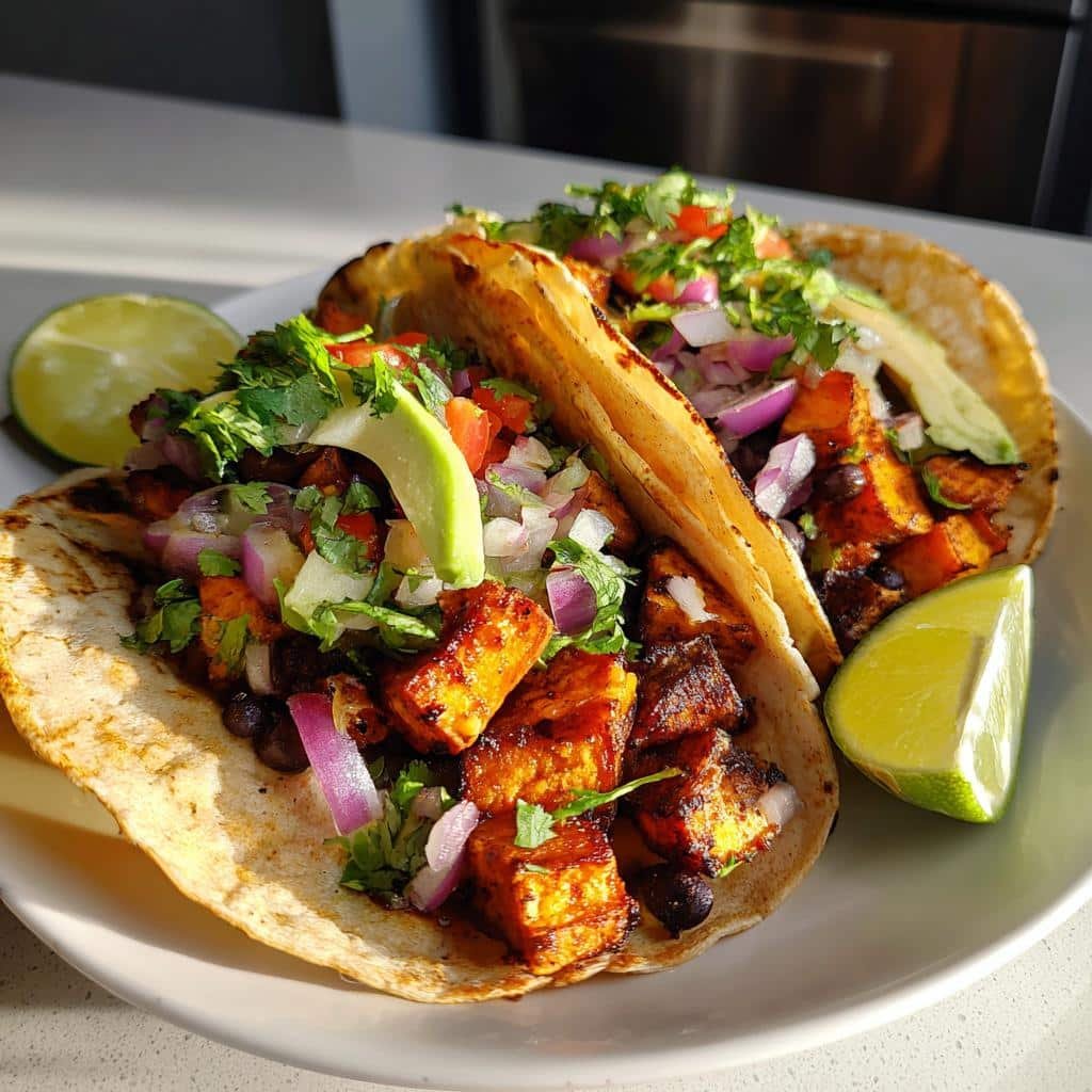Air fryer sweet potato black bean tacos - detail 1