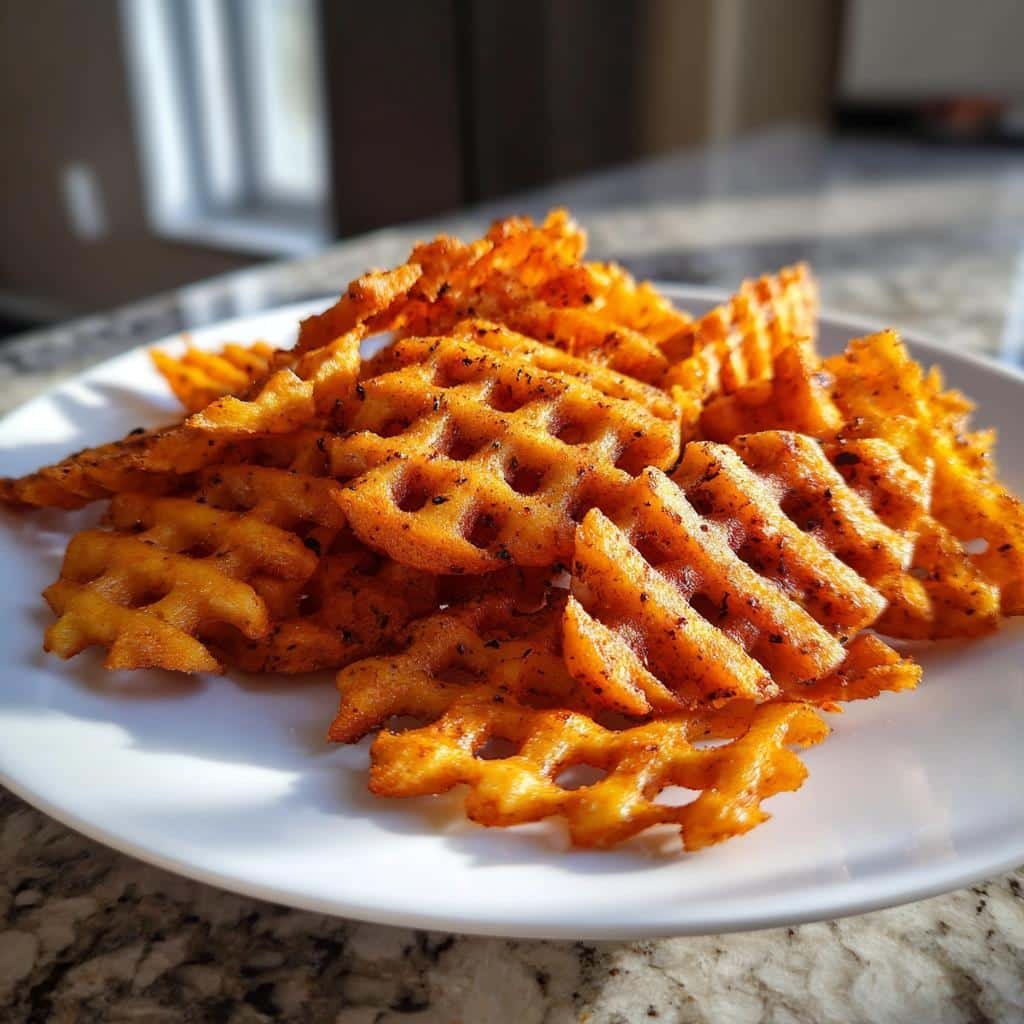 Air fryer sweet potato waffle fries - detail 1