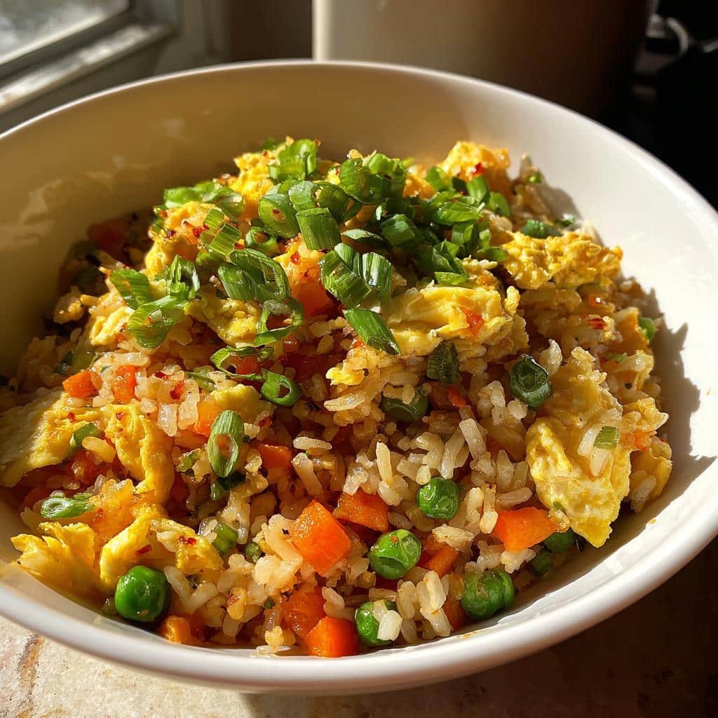 Air fryer veggie packed fried rice