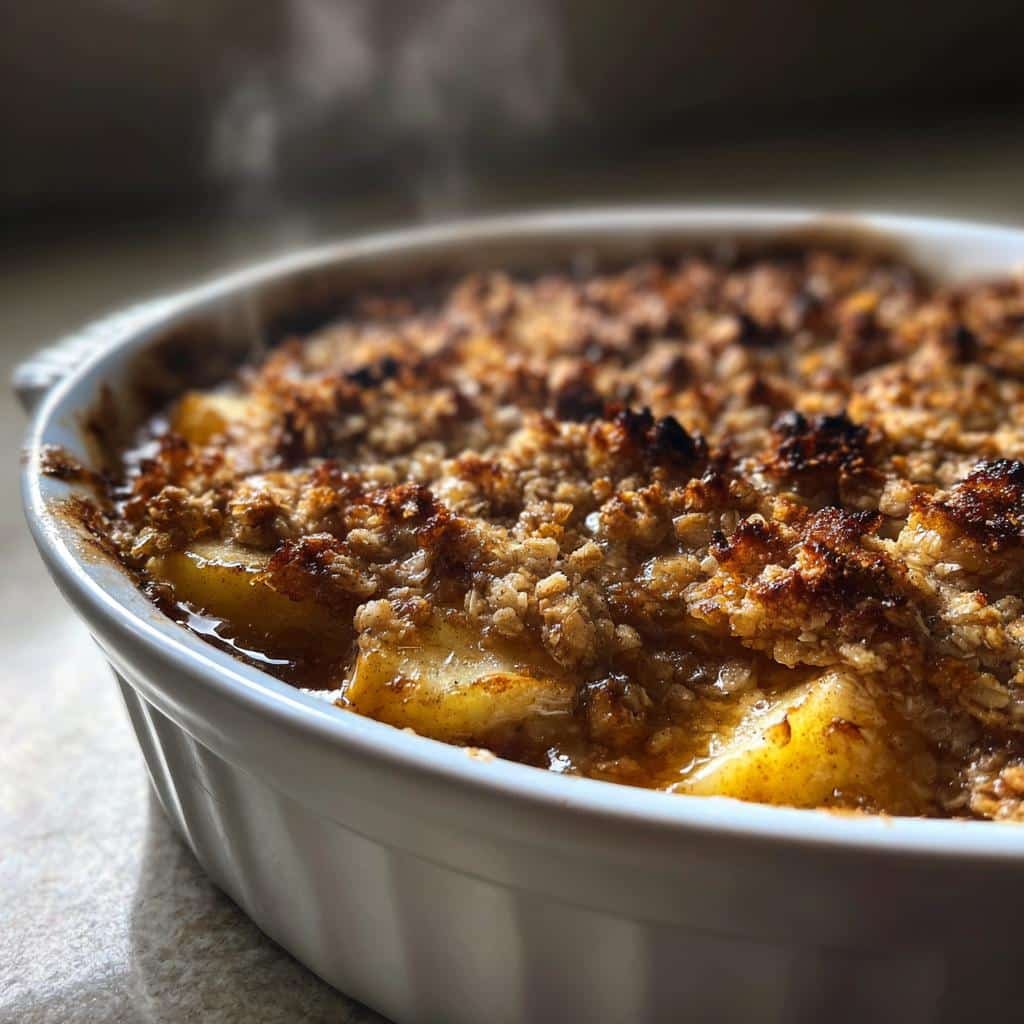 air fryer apple crisp with oatmeal streusel - detail 1