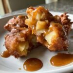 air fryer apple fritters with salted caramel sauce