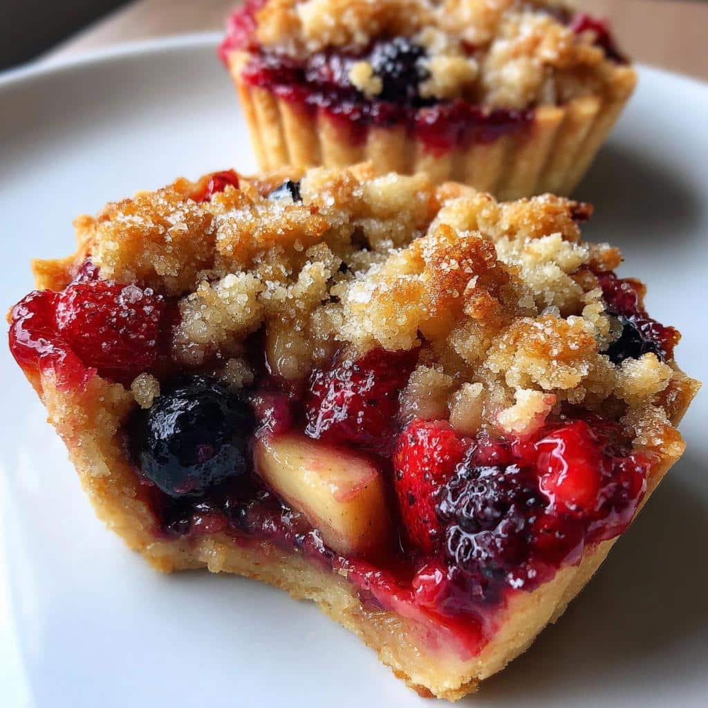 air fryer berry apple crumble tarts - detail 1