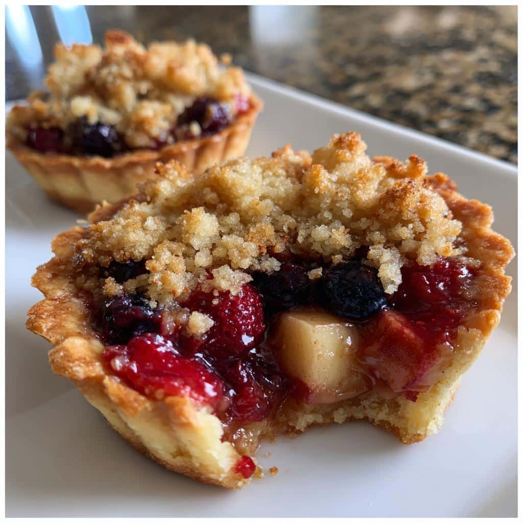 air fryer berry apple crumble tarts