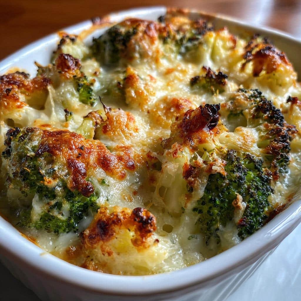 air fryer broccoli gratin - detail 1
