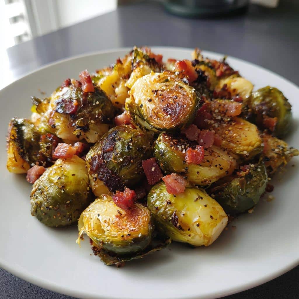 air fryer brussels sprouts with pancetta - detail 1