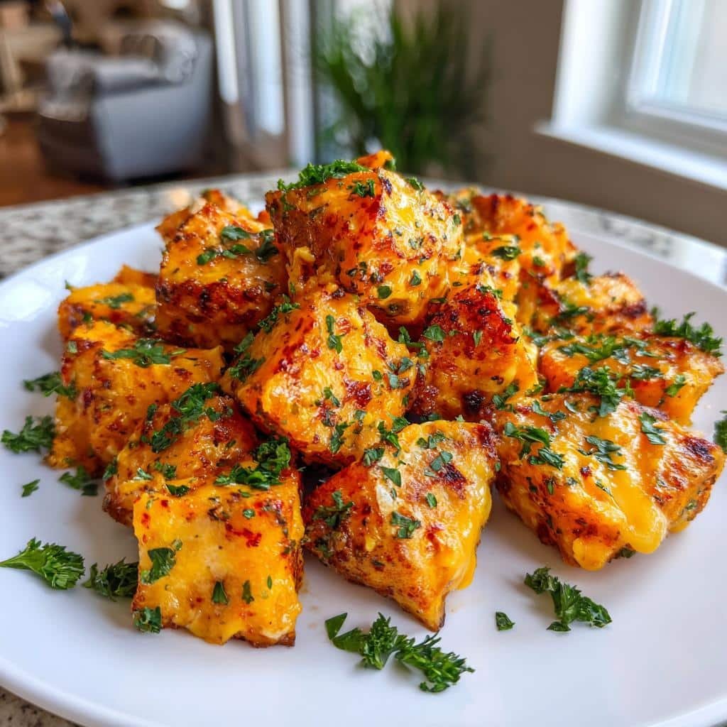 air fryer cheesy roasted sweet potatoes - detail 1