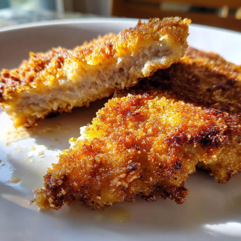 air fryer chicken thigh schnitzel - detail 1