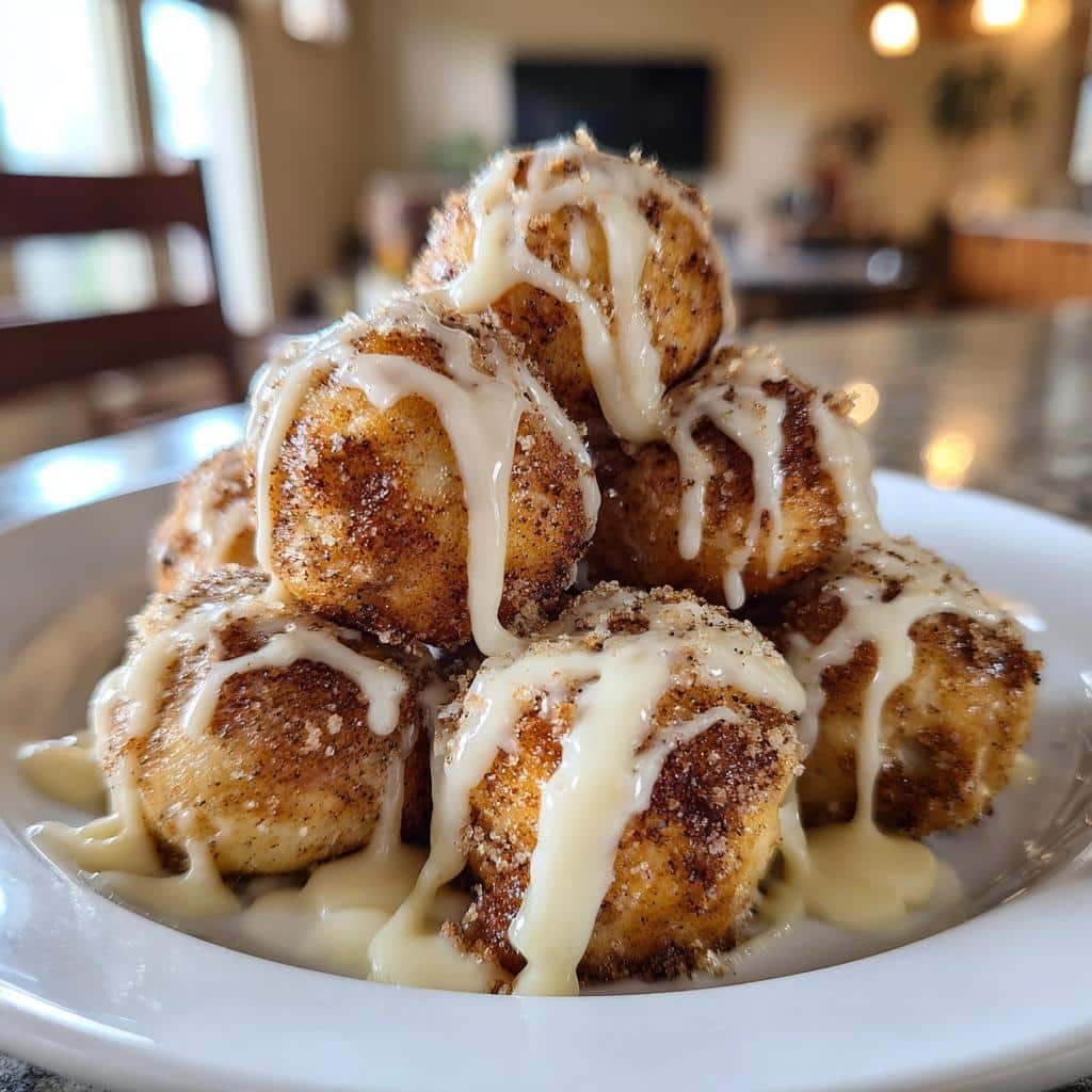 air fryer cinnamon roll bites - detail 1