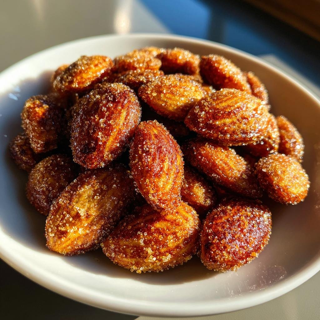 air fryer cinnamon sugar almonds - detail 1