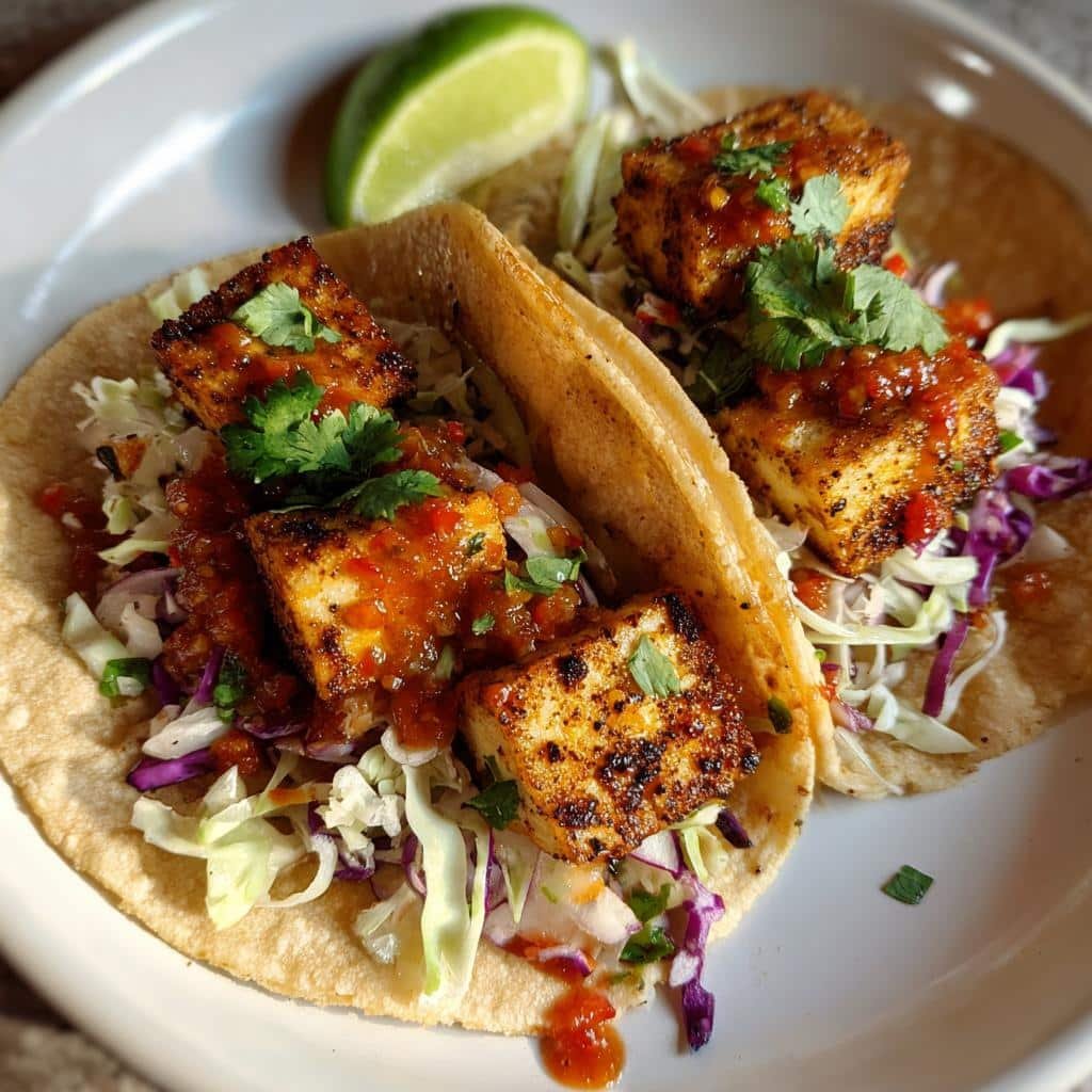 air fryer crispy tofu tacos - detail 1