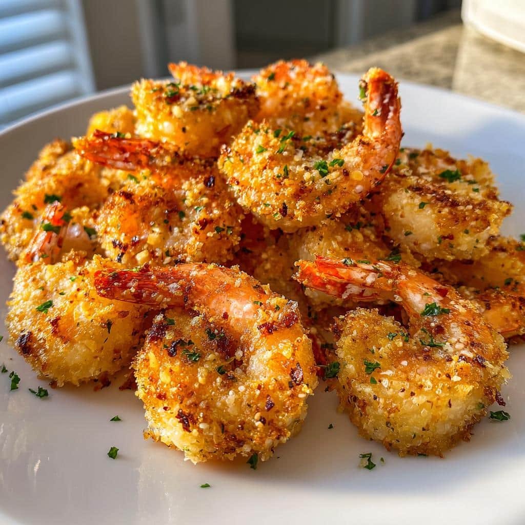 air fryer garlic parmesan shrimp - detail 1