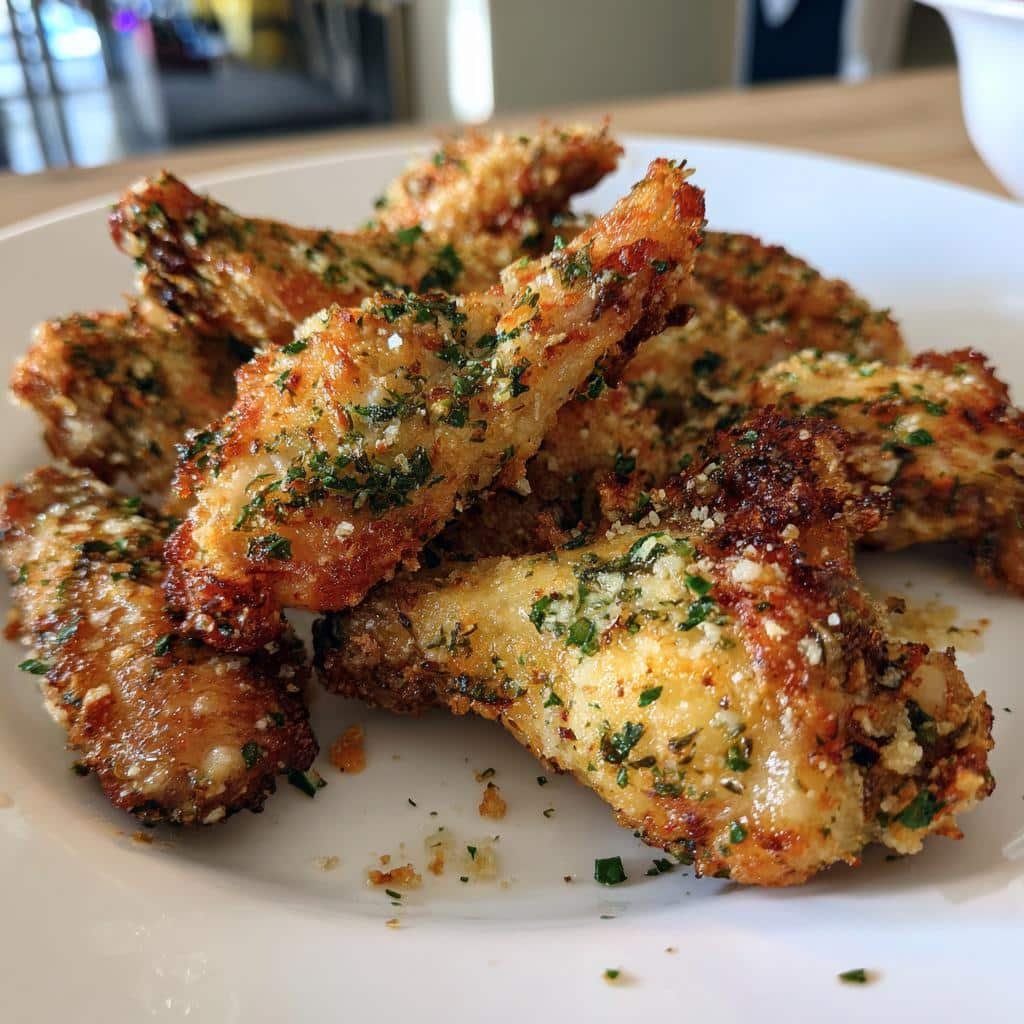 air fryer garlic parmesan wings - detail 1