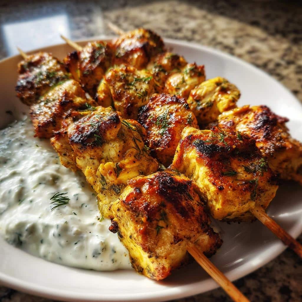 air fryer greek chicken skewers - detail 1