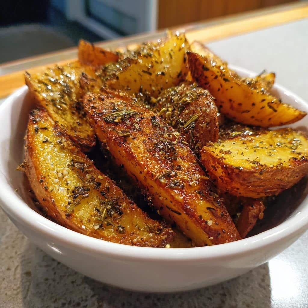 air fryer greek lemon potatoes - detail 1