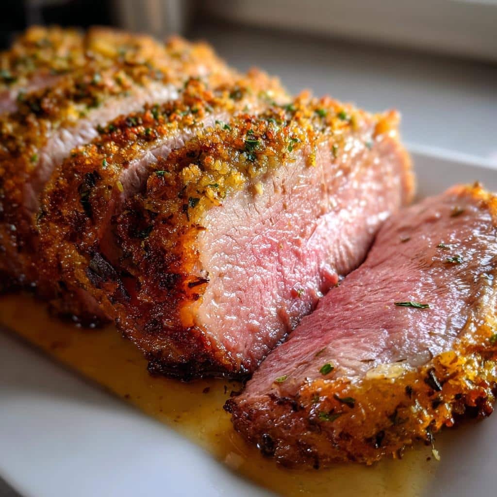 air fryer herb crusted roast beef - detail 1