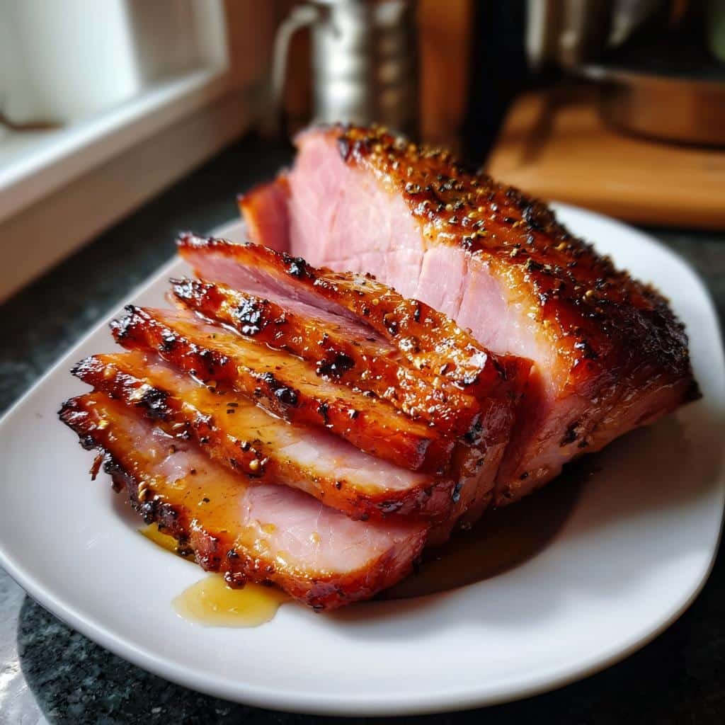 air fryer honey glazed ham - detail 1