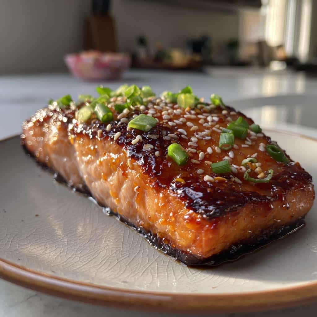 air fryer honey sriracha salmon - detail 1