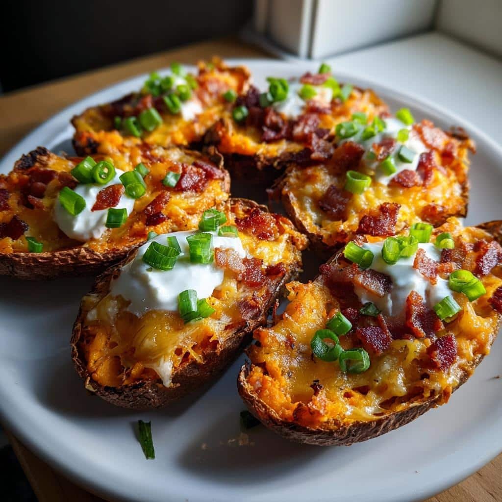 air fryer loaded sweet potato skins - detail 1