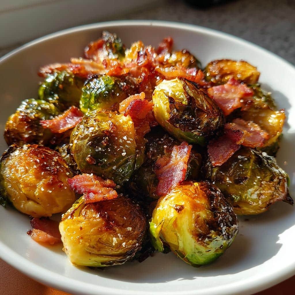 air fryer maple bacon brussels sprouts - detail 1