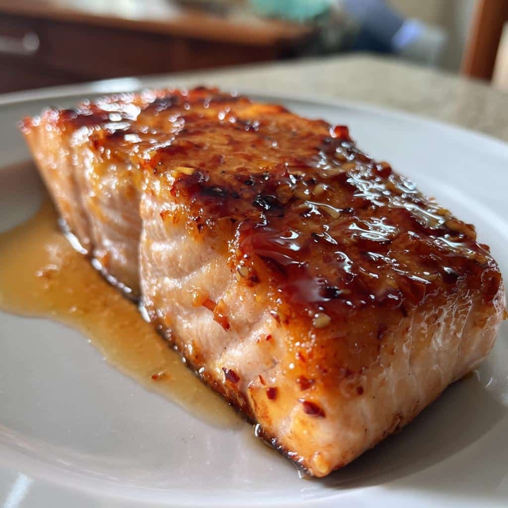 air fryer maple glazed salmon - detail 1
