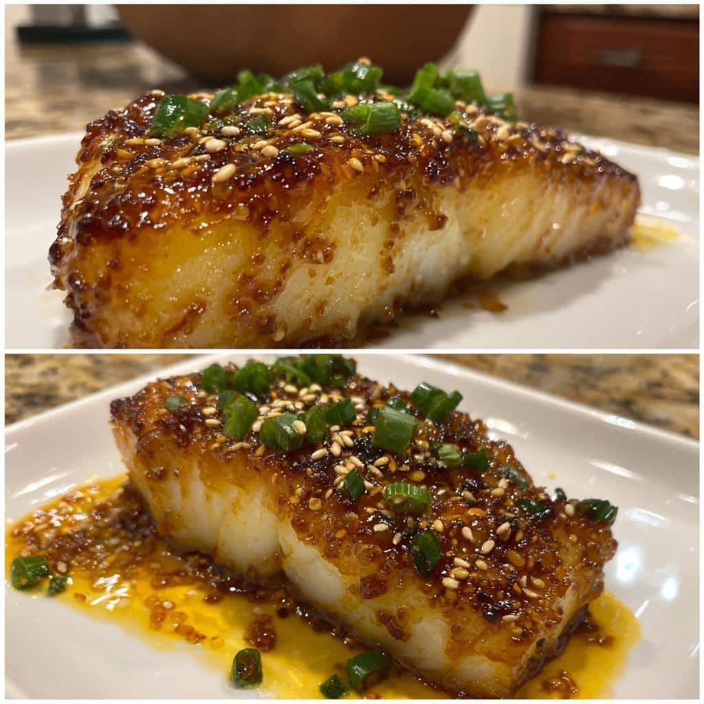 air fryer miso glazed cod - detail 1