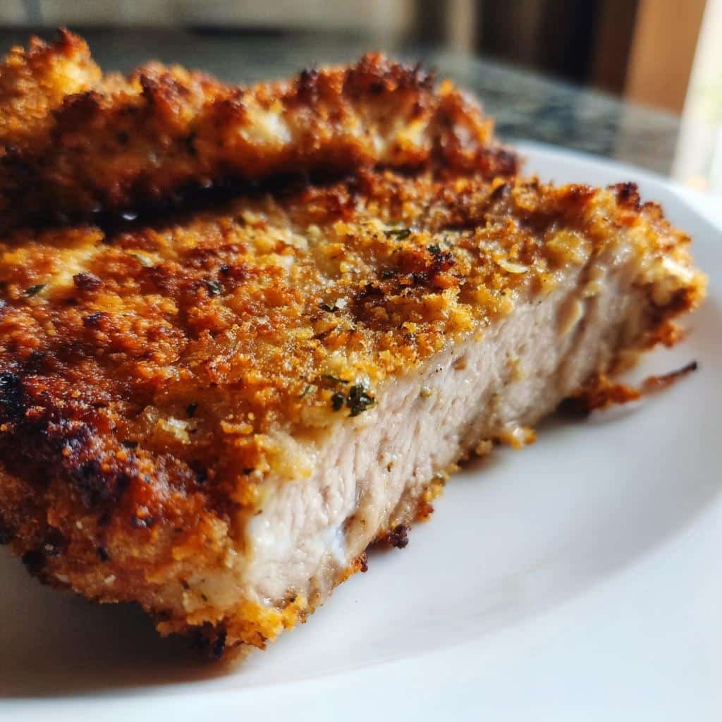 air fryer parmesan crusted pork chops - detail 1