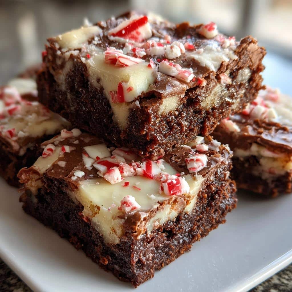 air fryer peppermint bark brownies