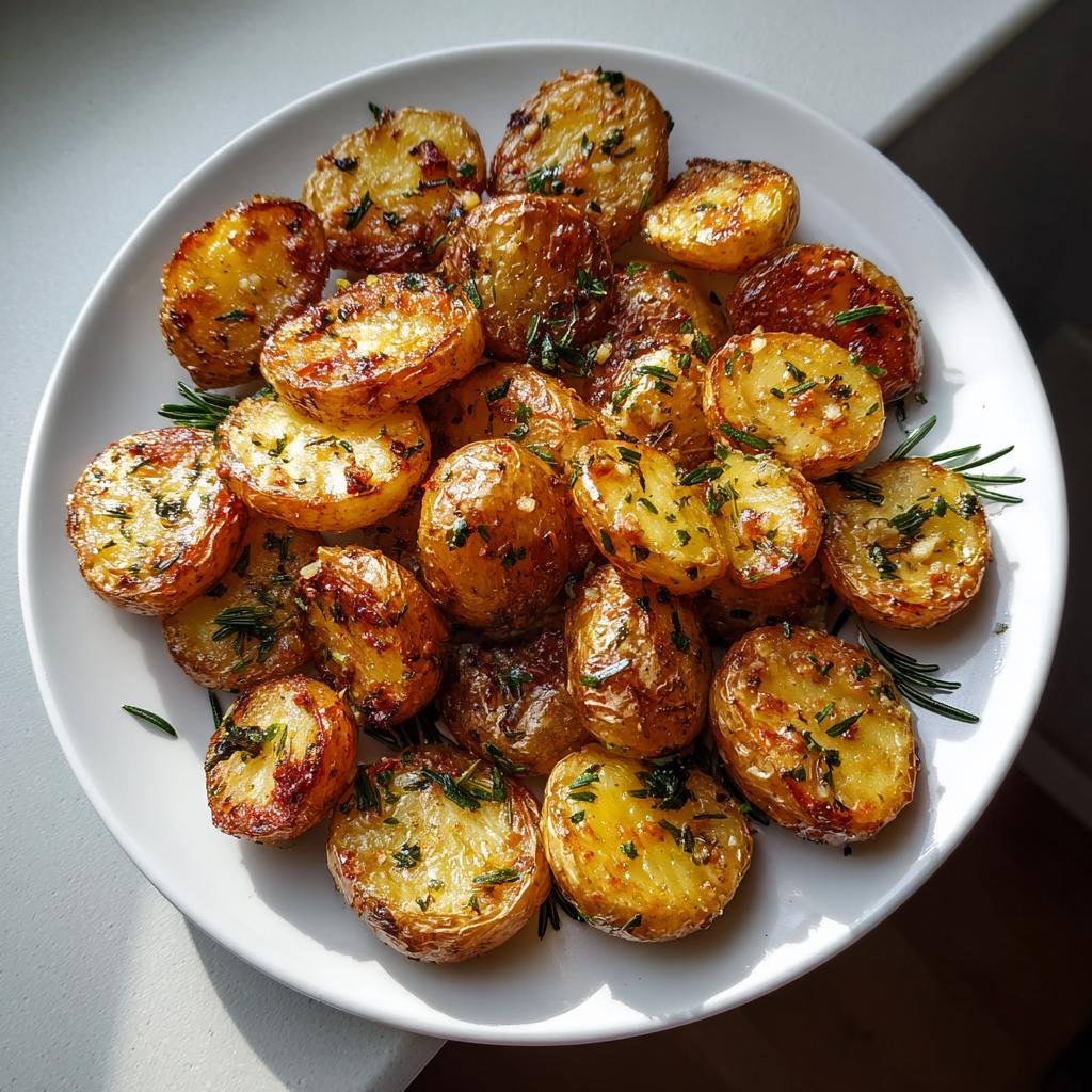 air fryer roasted garlic potatoes - detail 1