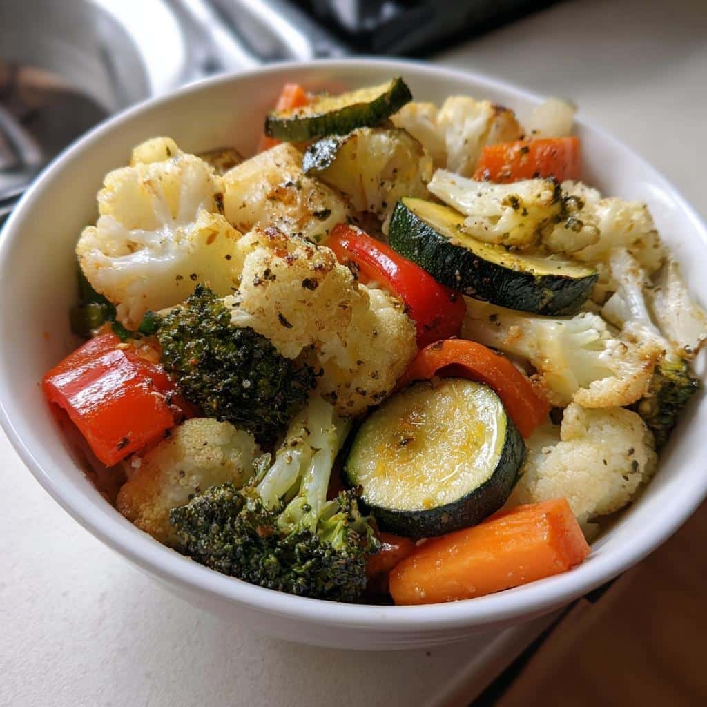 air fryer roasted vegetable medley - detail 1