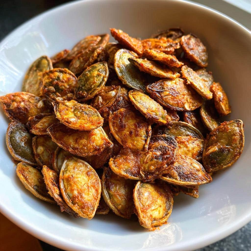 air fryer salt and vinegar pumpkin seeds - detail 1