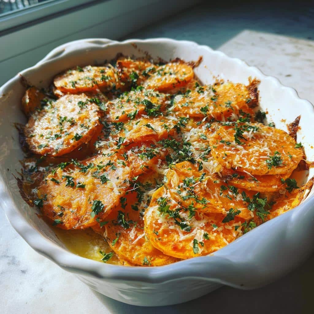 air fryer scalloped sweet potatoes