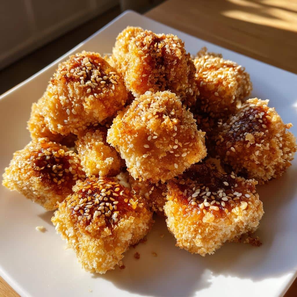 air fryer sesame chicken bites - detail 1