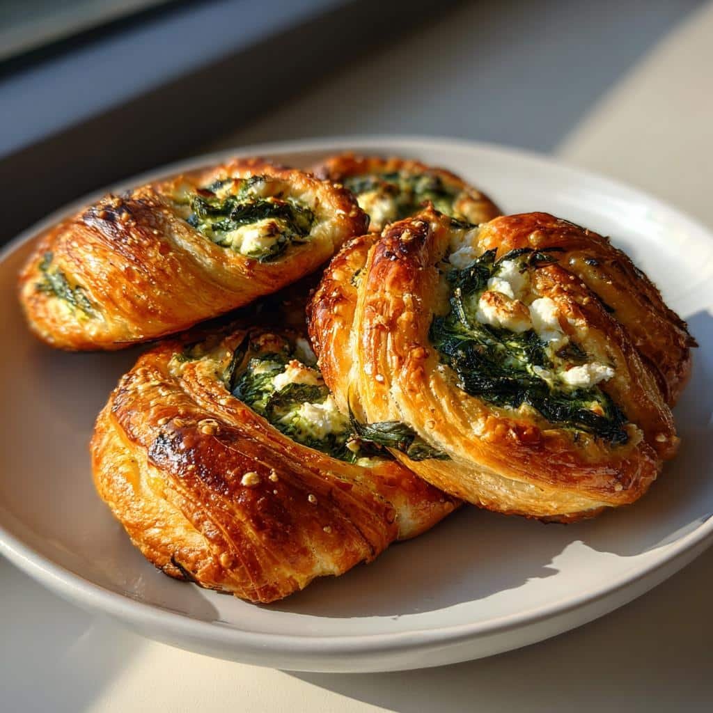 air fryer spinach feta pastry twists - detail 1