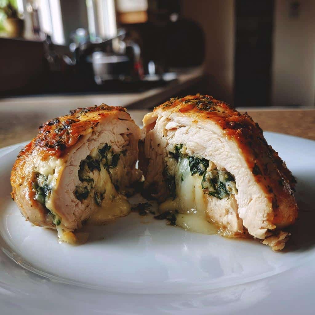 air fryer stuffed chicken breast - detail 1