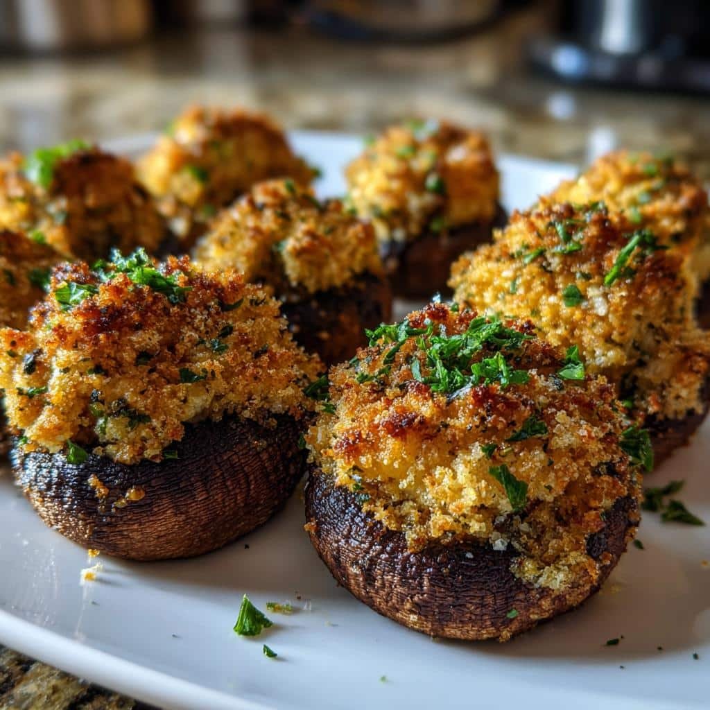 air fryer stuffed mushrooms - detail 1