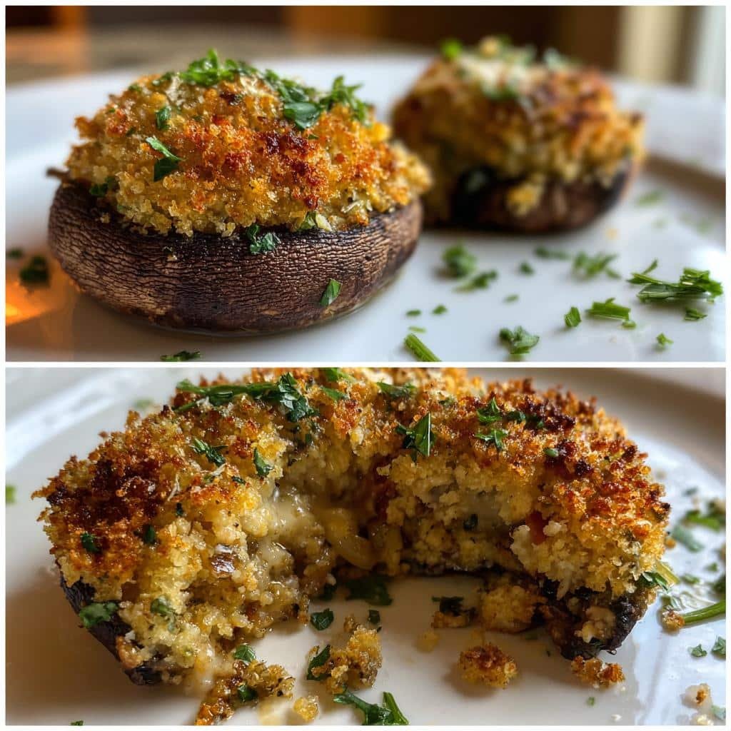 air fryer stuffed portobello mushrooms - detail 1